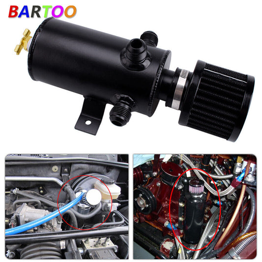 750ml Oil Catch Tank Can Aluminum 3-AN10 Port Baffled Breather Filter Reservoir