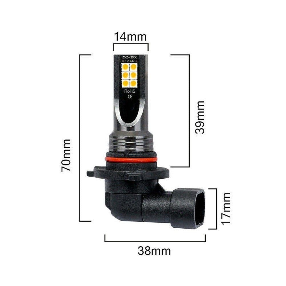 2-pack 9006 HB4 108W LED fog light bulbs, 3000K gold color, 20000LM super