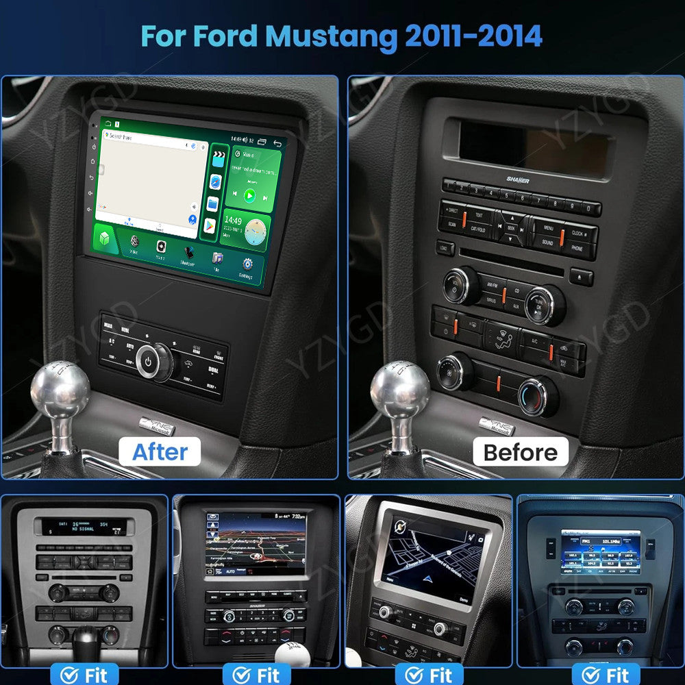 10 Android 14 Stereo Apple Carplay GPS Nav for Ford for Mustang 2010-2014 Car Radio