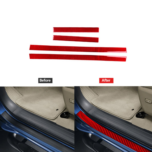 Red Carbon Fiber Outer Door Scuff Sill Cover Trim for Toyota 4Runner 2010-2020