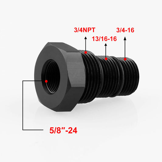 1¡ÁBlack 5/8-24 to 3/4-16 13/16-16 3/4 NPT Automotive Threaded Oil Filter Adapter