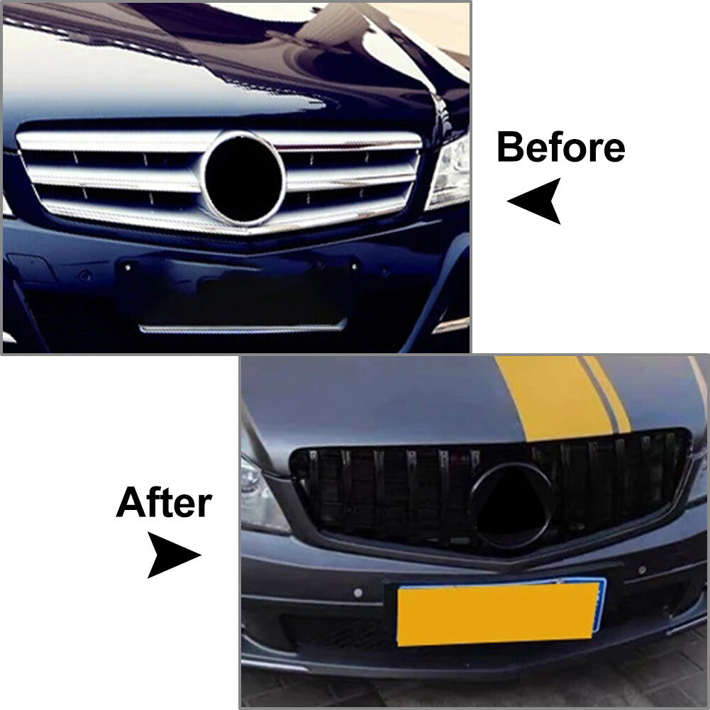 GTR Style Front Bumper Hood Radiator Grille for Benz C Class W204 2007-14