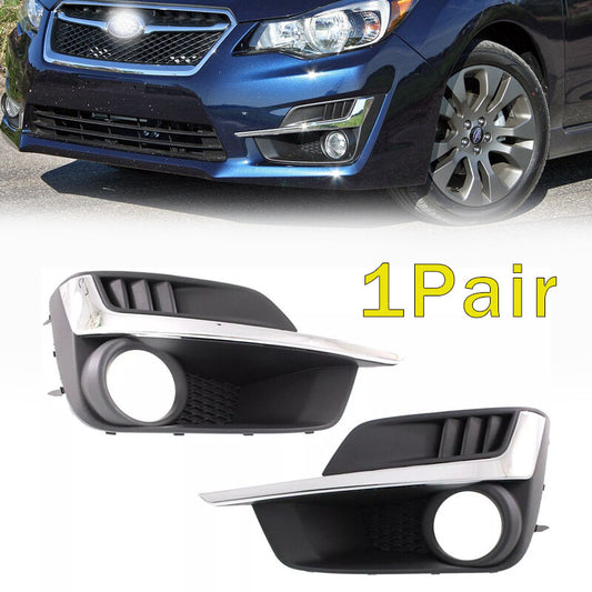 Front Chrome Black Fog Light Bezel LH RH Kit Pair for Subaru Impreza New
