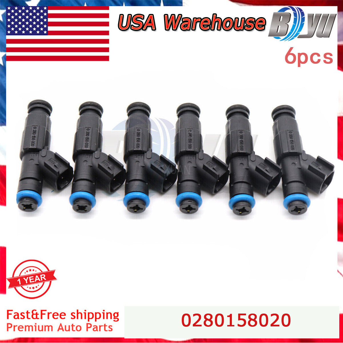 6PCS Fuel Injectors 0280158020 for Jeep Liberty for Dodge for Ram 1500 2004-2012 Dakota