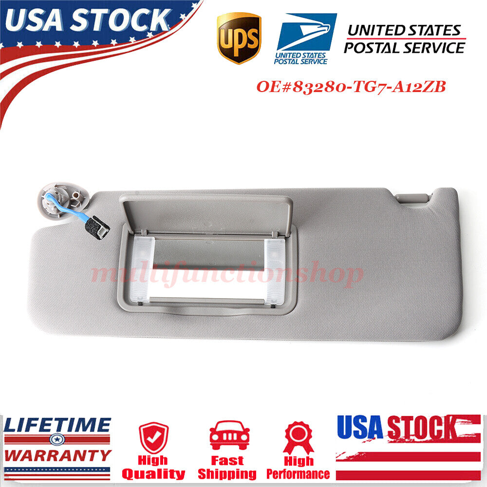 Sun Visor Driver Left Side LH Gray for Honda Pilot Passport Ridgeline 2016-2023