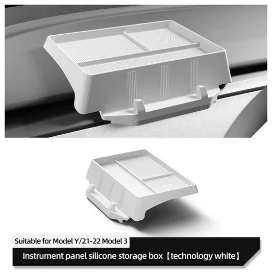 for Tesla for Model Y 2024 Dashboard Storage Box Model 3 2021-2023 Organizer White