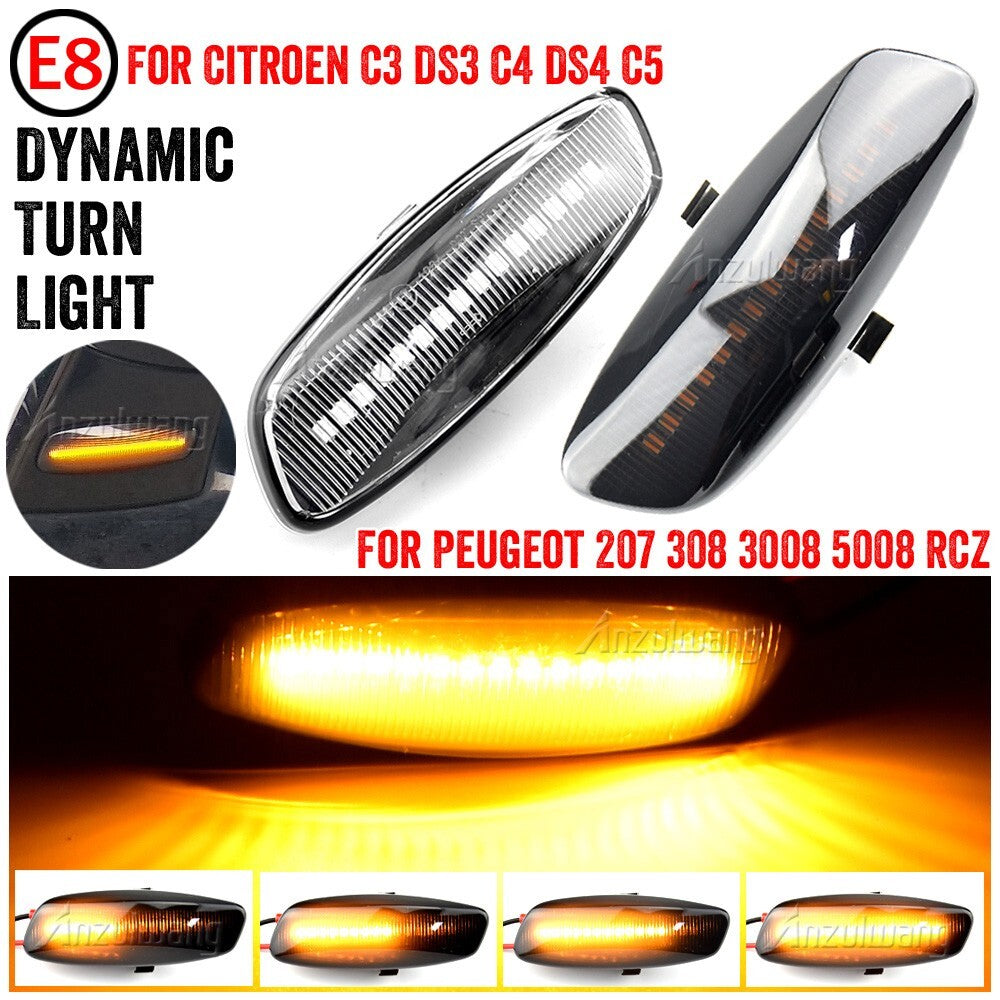 Dynamic Side Marker Turn Light for Peugeot 308 Partner for Citroen C3-5 DS3 DS4