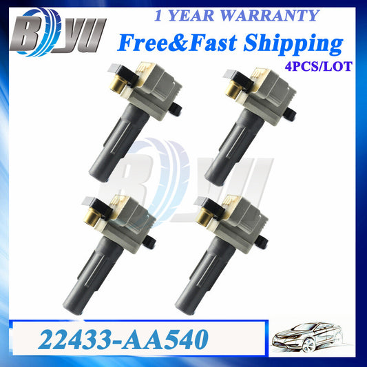 4PCS 22433-AA540 Ignition Coil for Subaru Forester Impreza Legacy 2.5L H4 Turbo