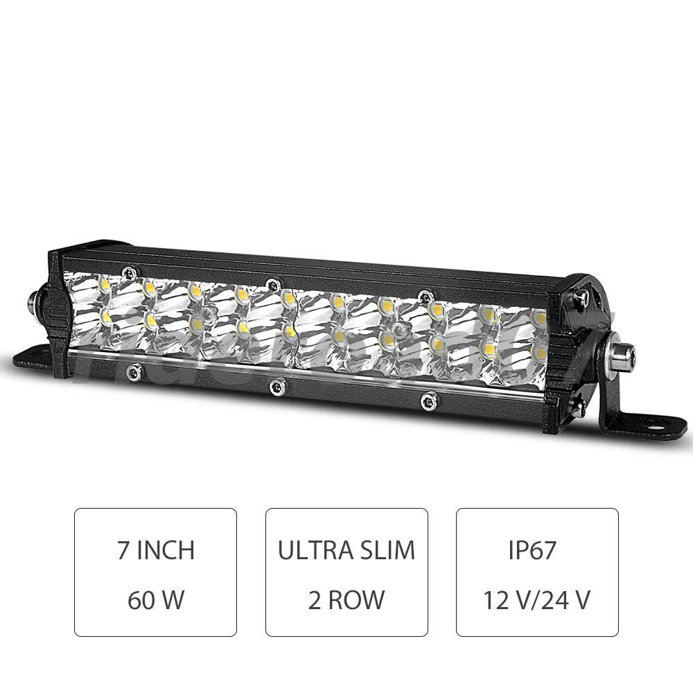 7 Ultra Slim LED Light Bar Spot Flood Combo Work Offroad Truck Driving ATV SUV