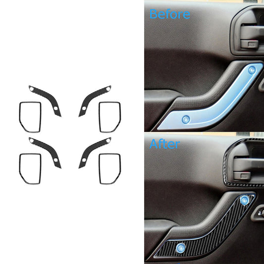 8Pcs Carbon Fiber Interior Door Handle Cover Trim for Jeep for Wrangler JK 2011-2017