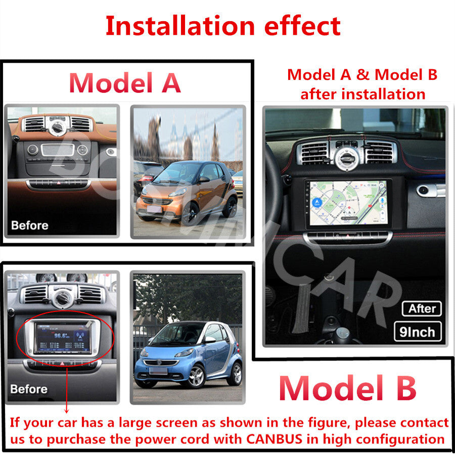9in Car GPS Multimedia Radio Stereo Fit for Mercedes Benz for Smart Fortwo 2011-2014