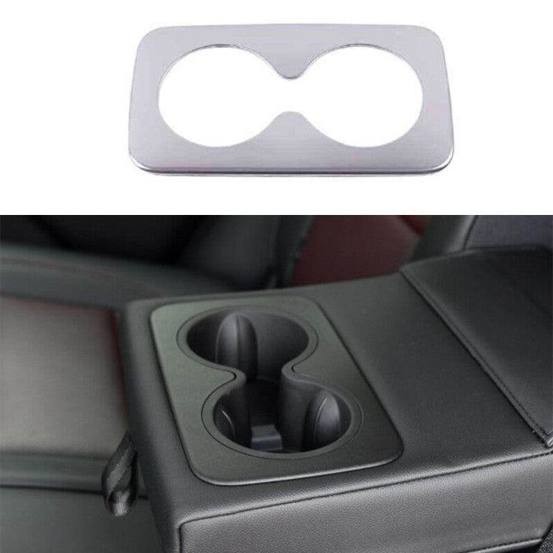 for Chevy Blazer 2019-2022 silver steel Rear Water Cup Holder Frame Cover trim