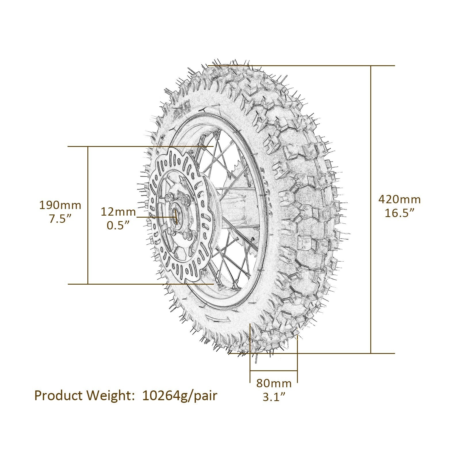 10-inch front and rear tires, 2.50-10/3.00-10 rims, disc brakes, F50 SSR 110cc XR50