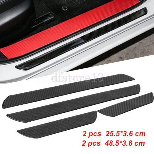4x Car Carbon Fiber Door Sill Plate Cover Panel One-Step Protective Film Kit