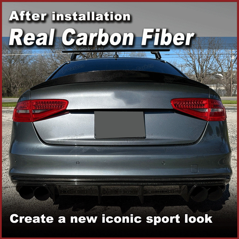 Fit for Audi S4 B8.5 Sedan 2013-2016 REAL Carbon Rear Trunk Spoiler Boot Wing