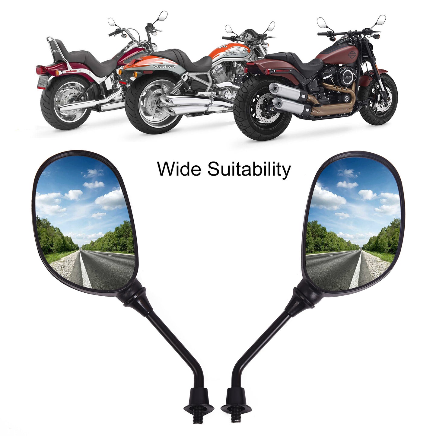 Motorcycle Scooter 7/8 22mm Handlebar End Rearview Side Mirrors For Honde ATV