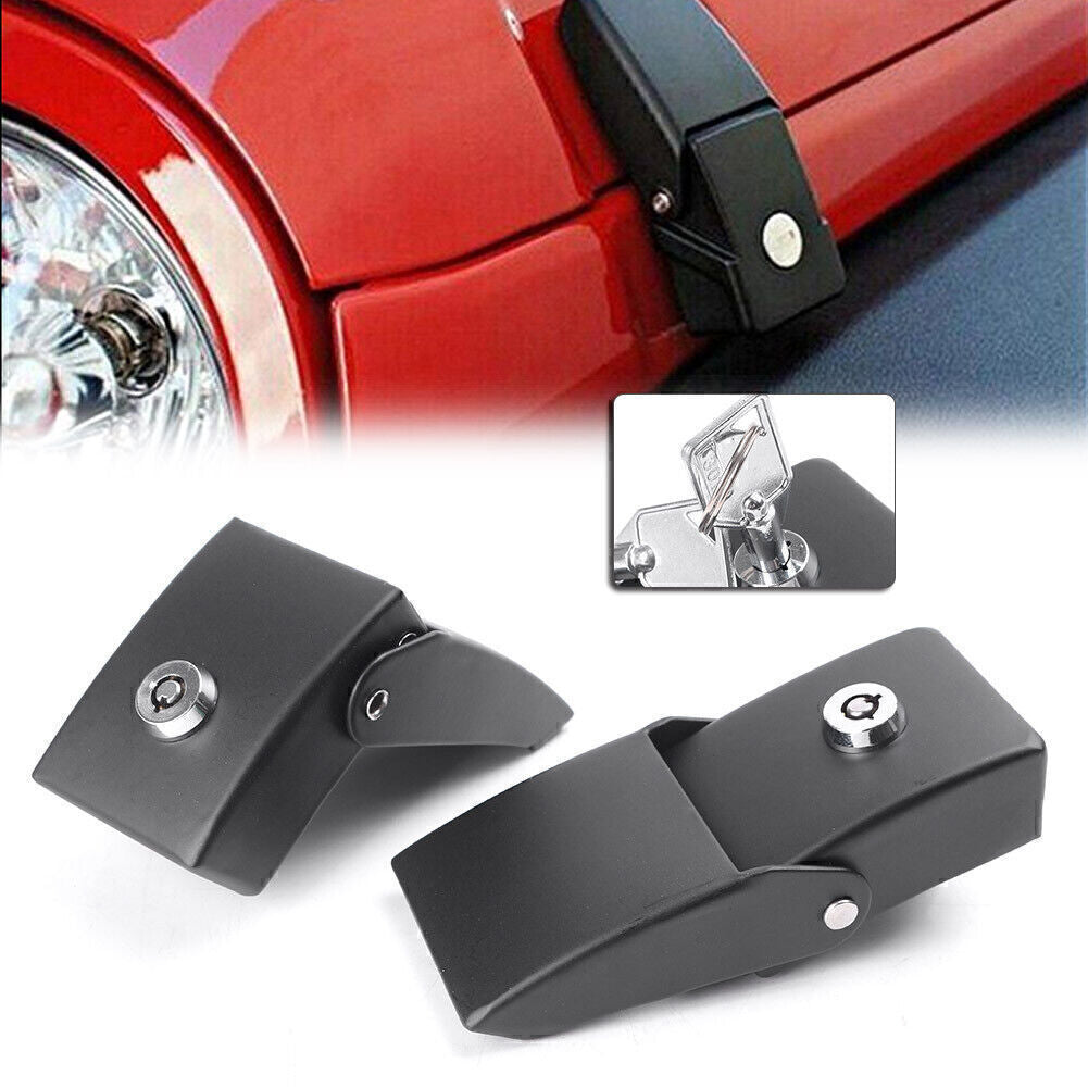 for Jeep for Wrangler JK 2007-2017 08 09 10 16 Black Locking Hood Catch Latches Kit
