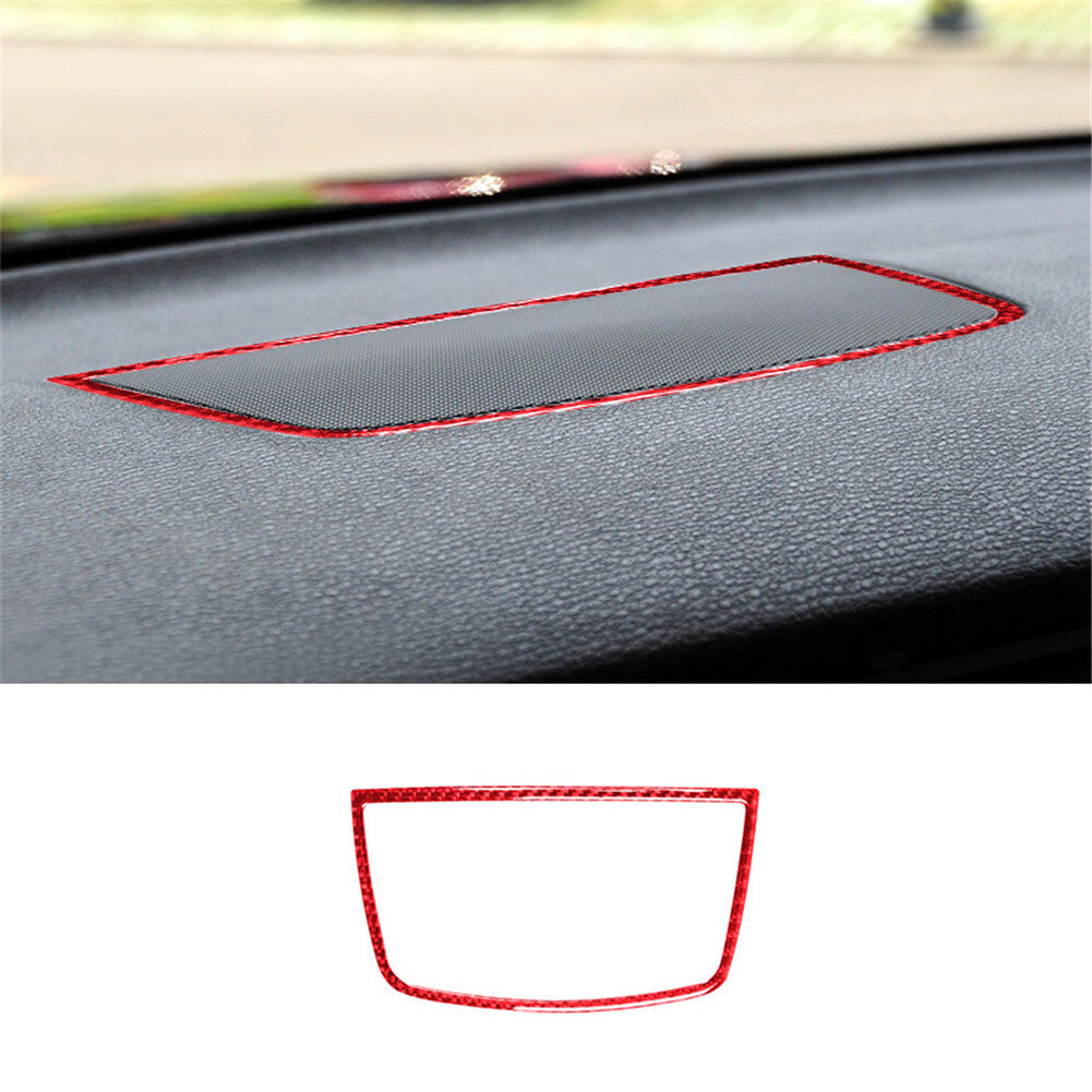 Red Carbon Fiber Dash Speaker Frame Cover Trim for BMW X5 E70 X6 E71 2008-2013
