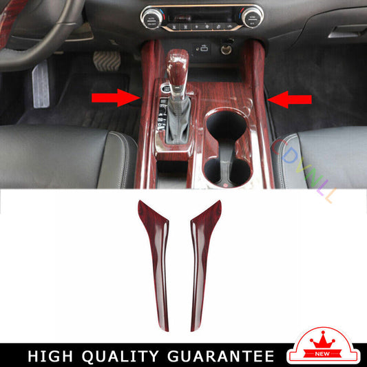 Car Gear Shift Both Side Cover Trim Fit for Nissan Altima 2019-22 Red Wood Grain
