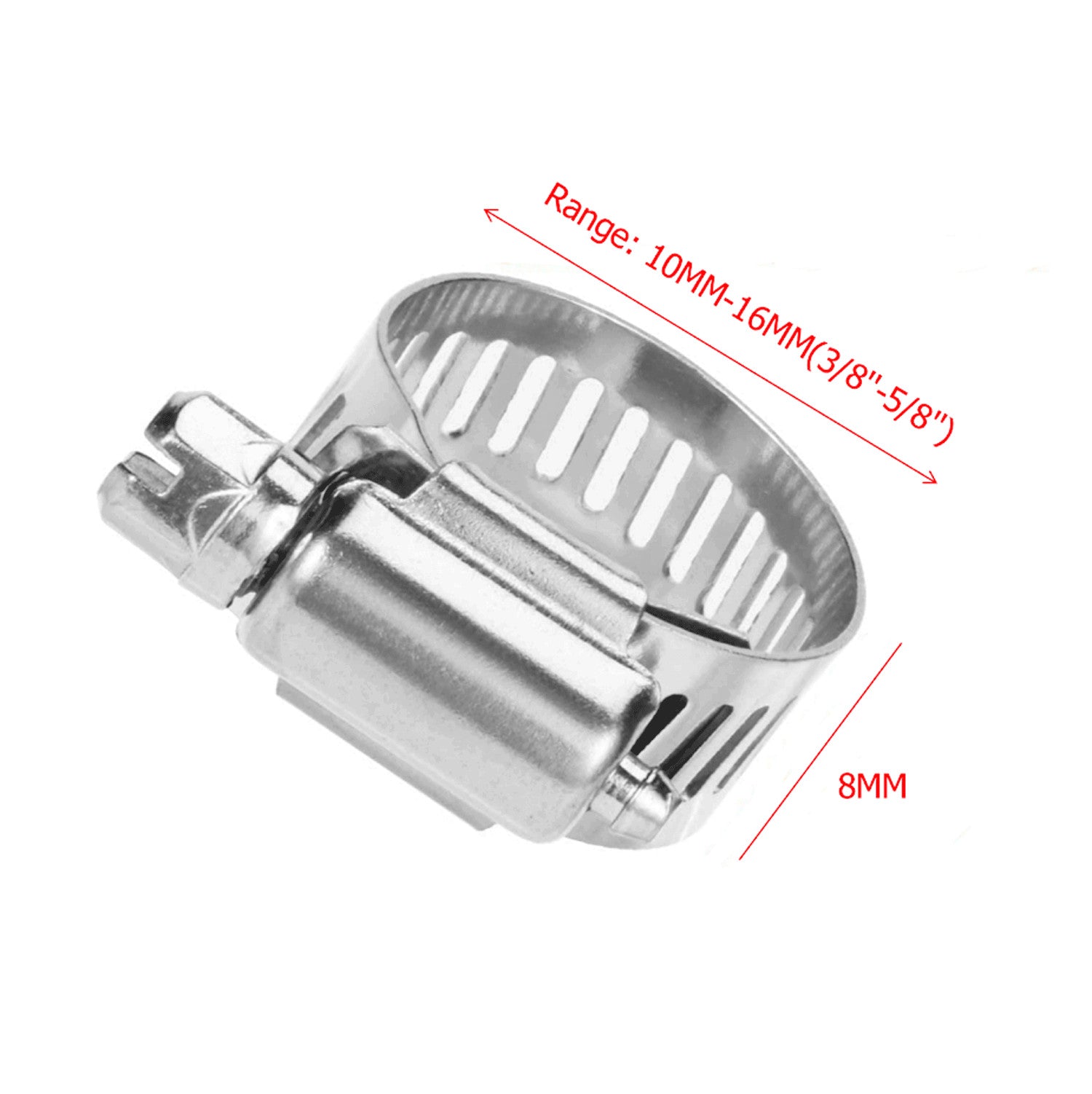 50-pack 304ss hose clamps, 3/8 to 5/8 inch adjustable steel strap worm clamps, universal, new.