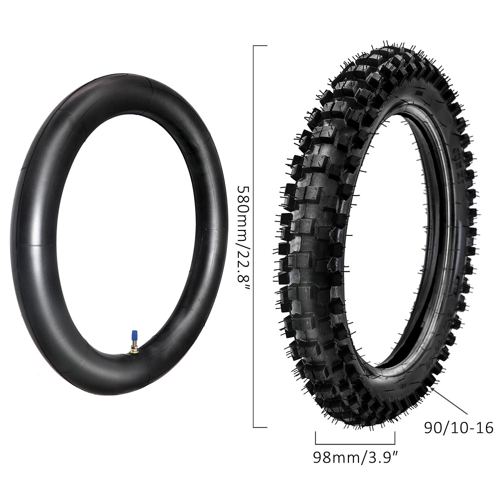 90/100-16 tire inner tubes are suitable for Kawasaki KX80 and for Honda CRF150 motorcycles/motocross bikes.
