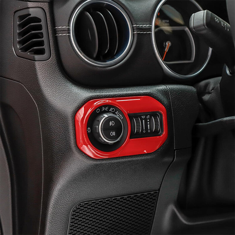 Headlight Switch Button Trim Interior Cover Red for Jeep for Wrangler JL JLU 18-24