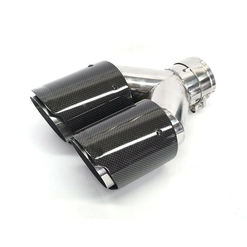 Y type 63mm/89mm Carbon Fiber Dual Exhaust Muffler Tail Pipe Tip Tailpipe Trim