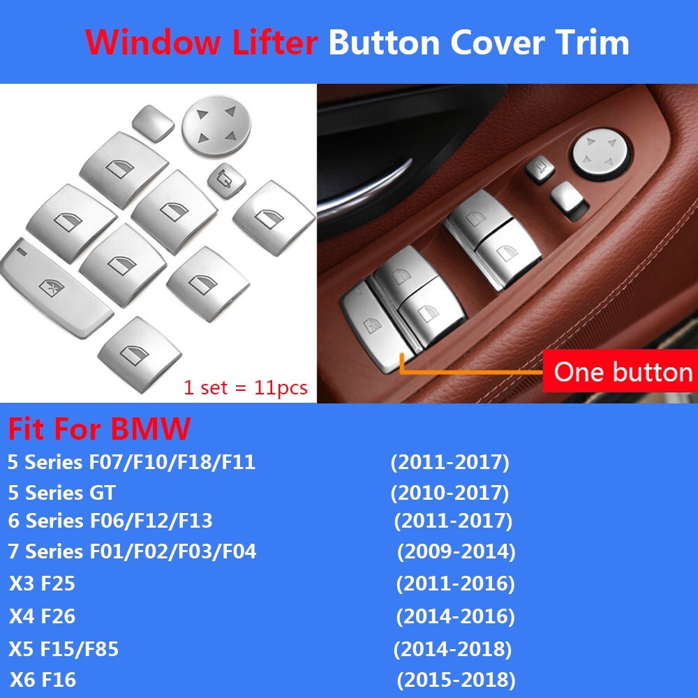 11x for BMW 5 6 7 X3 X4 X5 X6 F10 F15 F16 Car Window Switch Button Cover Sticker