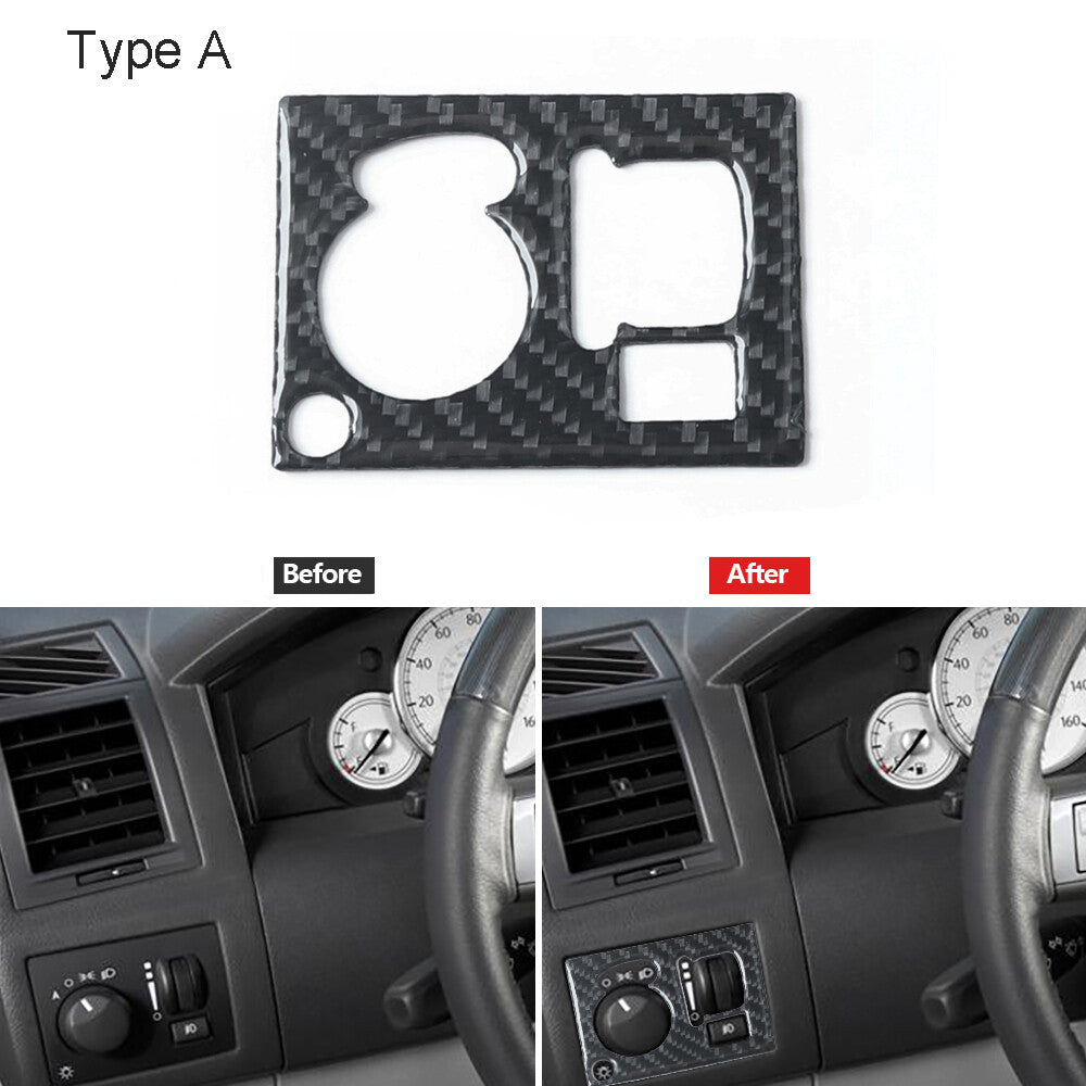 Carbon Fiber Dim Light Control Cover Trim Type A Fit for Chrysler 300 2005-2007