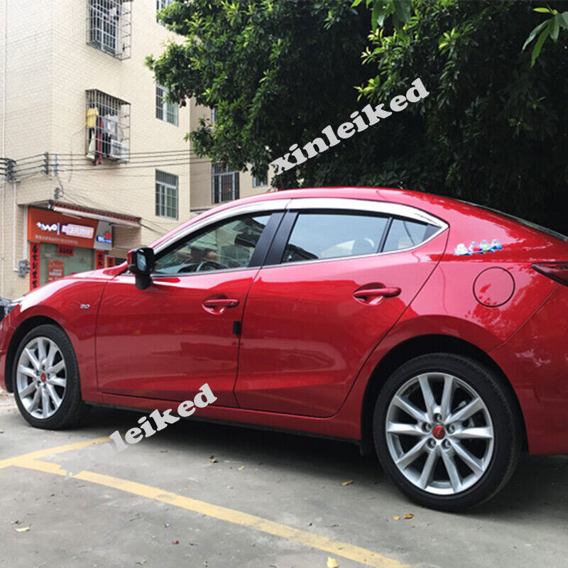 for Mazda 3 Sedan 2014-2018 silver Window Visors Sun Rain Guard Vent Deflectors