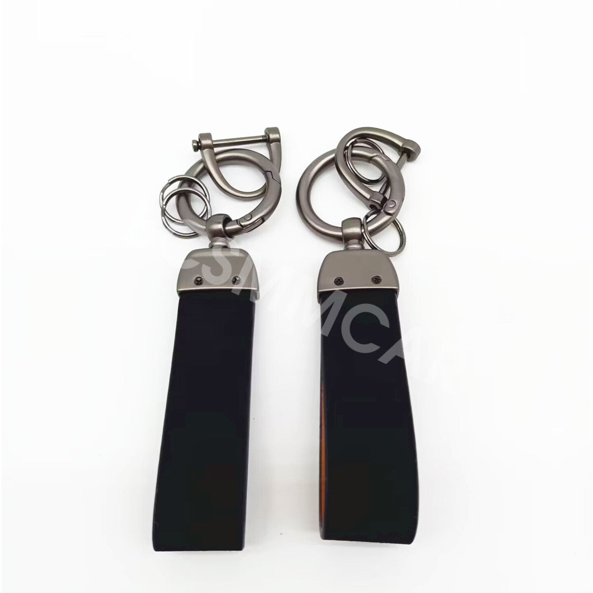 2Pcs Car Key Chain Keychain Key Fob Ring Metal Leather Car Trim Accessories