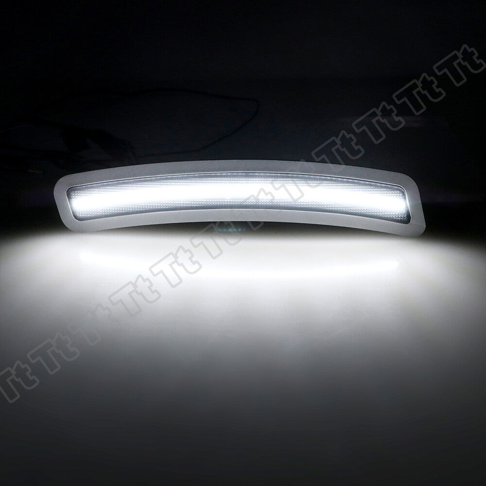 White LED front bumper reflector lights for 2019-23 for BMW 3 Series G20 330i sedan.