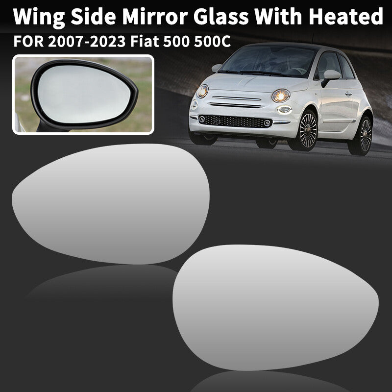 2x Wide Angle Wing Mirror Glass Left Right for 2007-2024 for FIAT 500 500c Heated