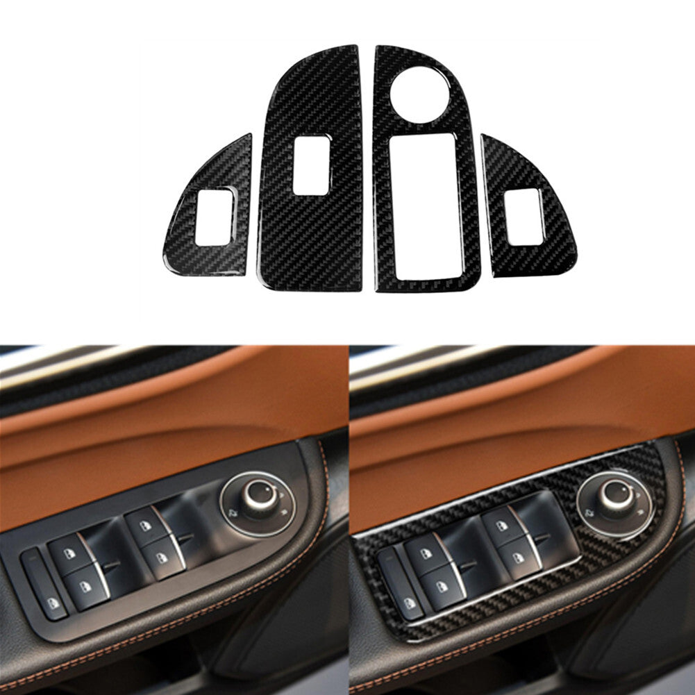 4Pcs Carbon Fiber Window Lift Control Panel Trim for Alfa Romeo Giulia 2017-2019