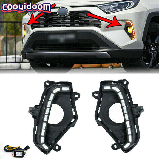 For 2019-2021 for Toyota RAV4 Sequential Turn Signal LED Fog Lights Daytime Running