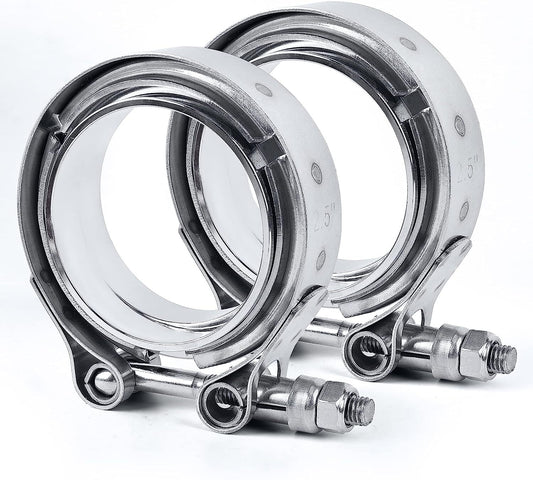 2.5-inch quick-release V-band flange clamp for turbo exhaust pipes made of T304 milk steel.