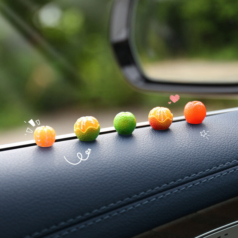 5Pcs Car Cute Oranges Rearview Mirror Accessories Funny Dashboard Decor Ornament