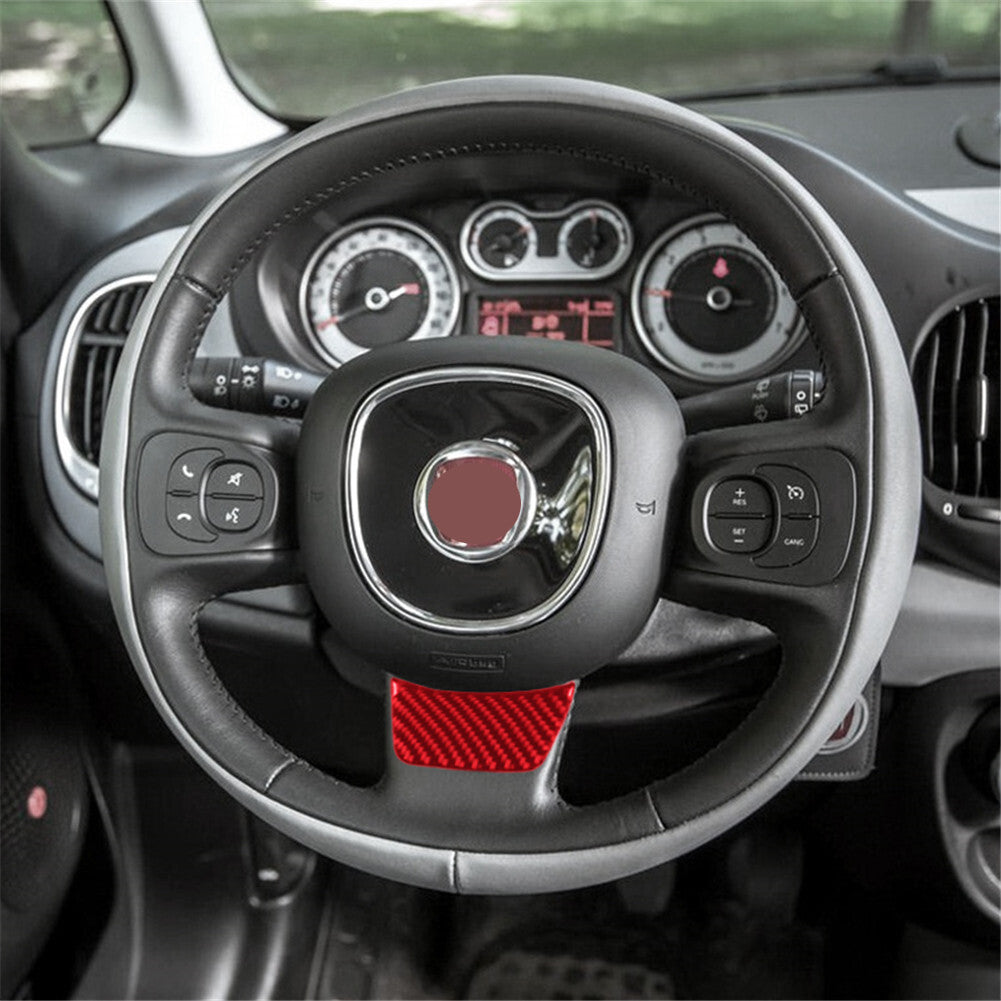 Red Carbon Fiber Interior Steering Wheel Chin Cover Trim for Fiat 500L 2014-2017