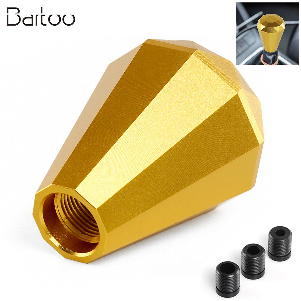 Aluminum Diamond Gear Shift Knob Universal Manual Shifter with Head Adapter Gold