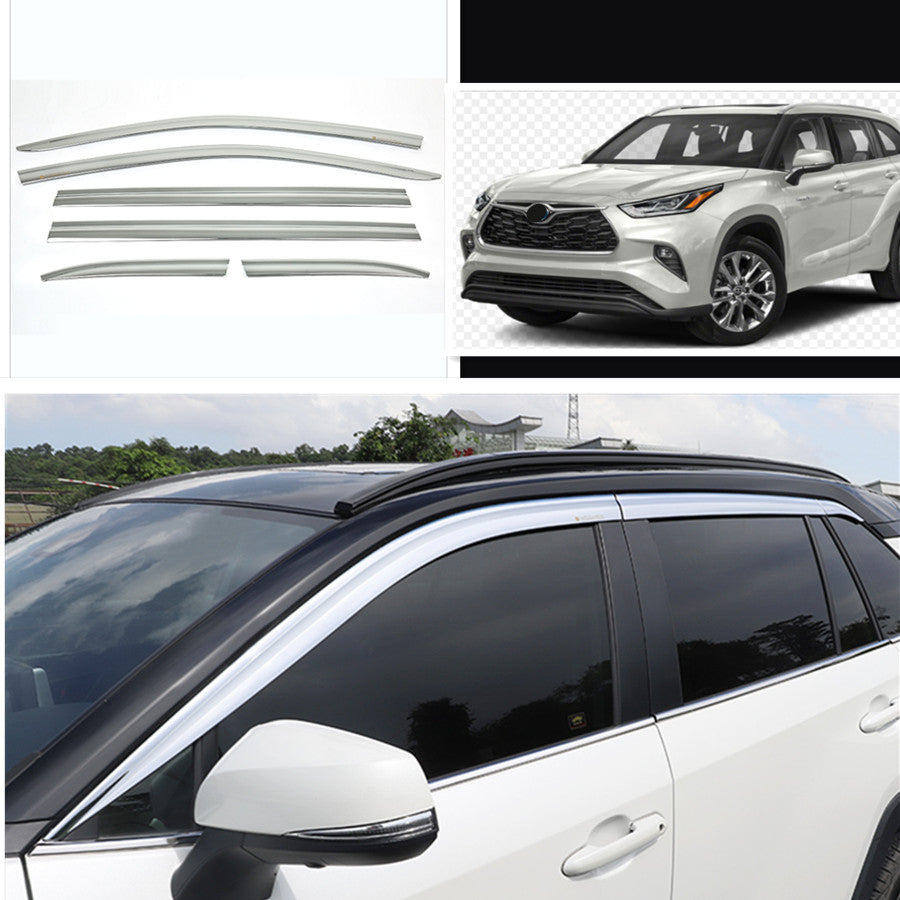 6P for Toyota Highlander 2020-2023 Chrome Window Visor Vent Shade Sun Rain Guard