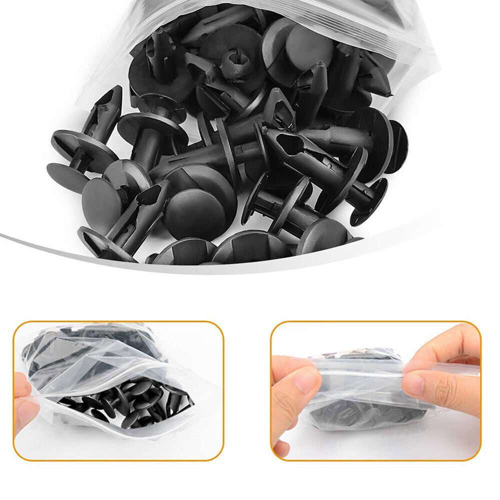100pc 8mm Clips for Hole Plastic Rivets Retainer Fender Bumper Push Pin Fastener