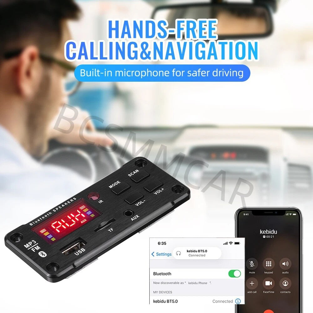 6-12V Car Handsfree Bluetooth MP3 Decode Board With Bluetooth Module FM TF AUX
