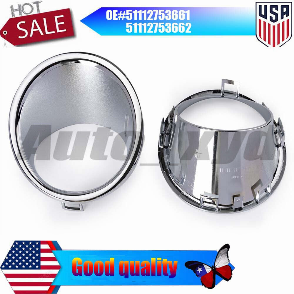 51112753661 51112753662 Front Fog Light Lamp Chrome Trim Ring Cover for BMW