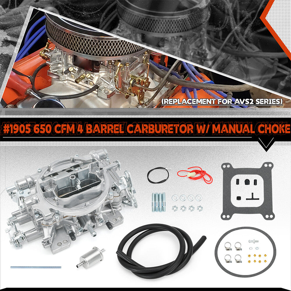 For 1905 AVS2 Series Manual Choke 650CFM 4 Barrel Carburetor Carb w/ Gaskets