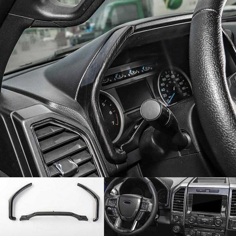 for Ford F150 F-150 2015-2020 Black Wood Grain ABS Dashboard Panel Frame Cover A