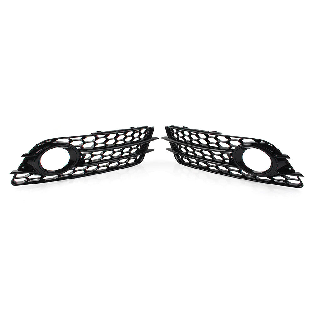 for Audi A4 B8 S4 08-12 Front Bumper Fog Light Grille Honeycomb Mesh Cover Black