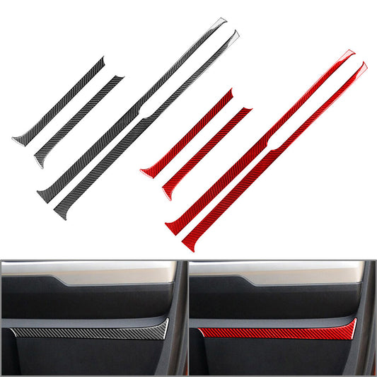 Door Panel Decorative Trim Cover Carbon Fiber Fit for Toyota Tundra 2014-2021 Red