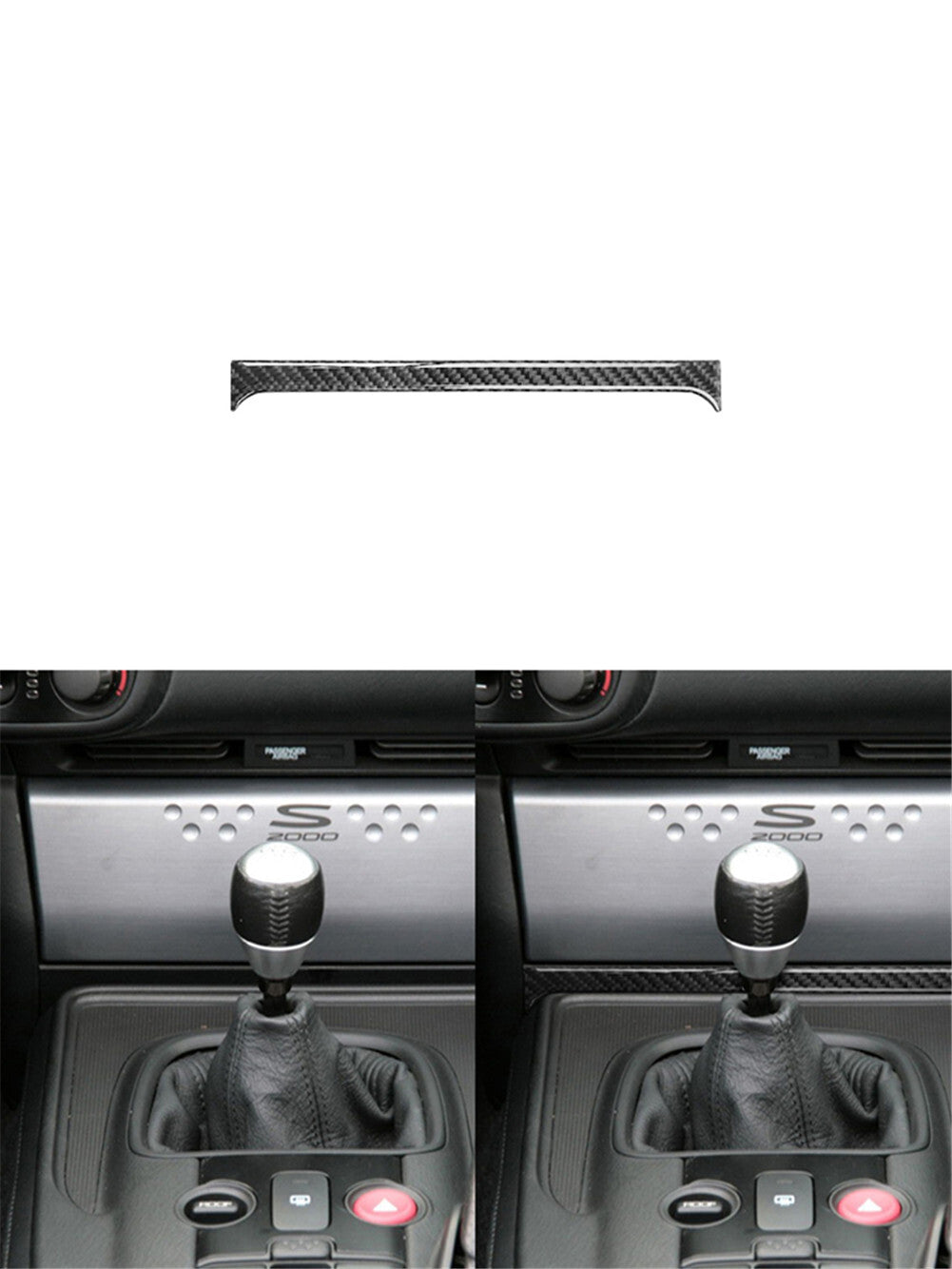 Below Central Radio Trim Strip Cover Carbon Fiber for Honda S2000 2000-2009