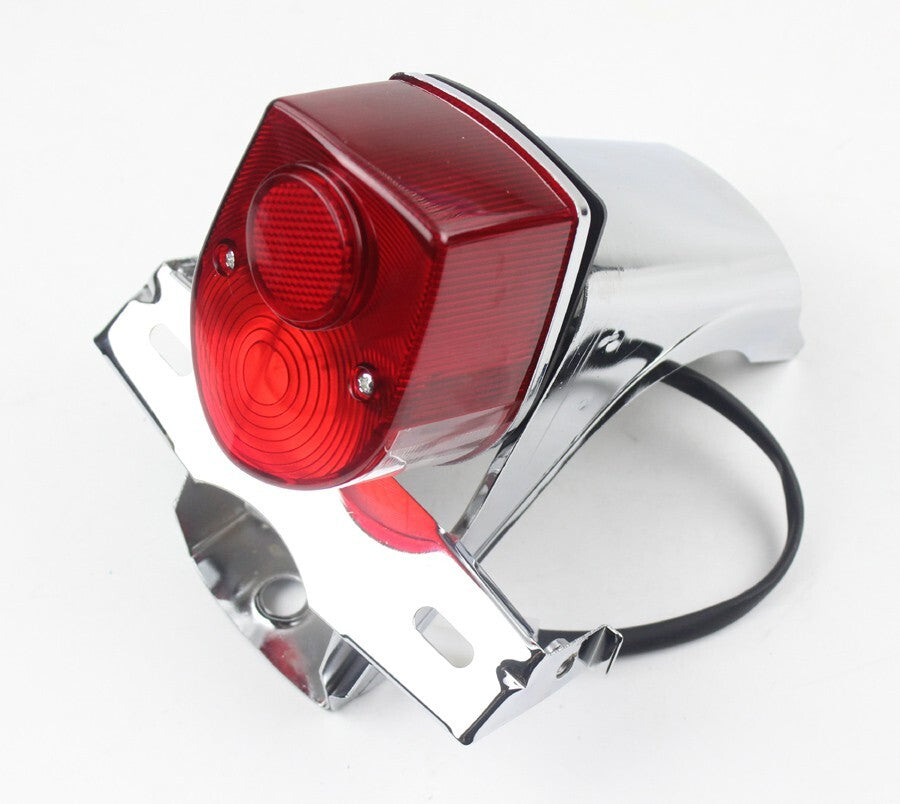 Chrome Iron Tail Light Bracket and 12V Tail Light for Honda Dax CT70 ST70 Bikes