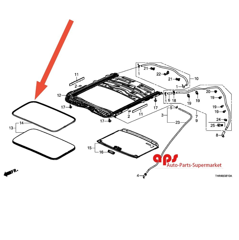 Weatherstrip seal for sunroof glass of 2007-2011 for Honda CR-V